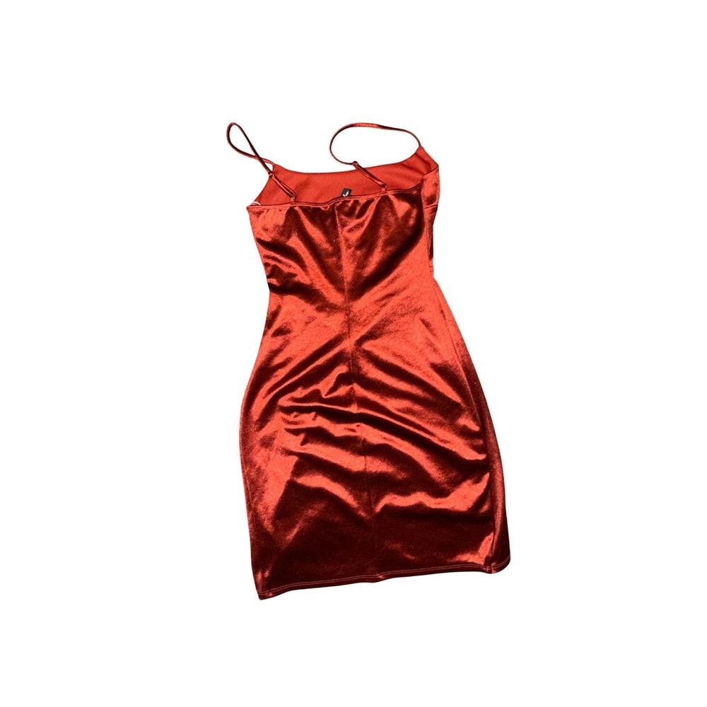 Lulus Red Satin Cutout Cocktail Dress Wrap Hem Spaghetti Strap Small - Picture 2 of 3